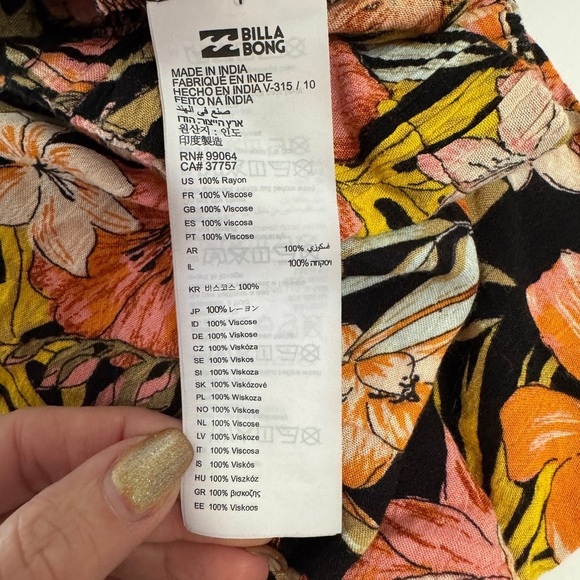 Billabong Floral Print High Waist Tie Front Shorts Medium - Picture 7 of 8